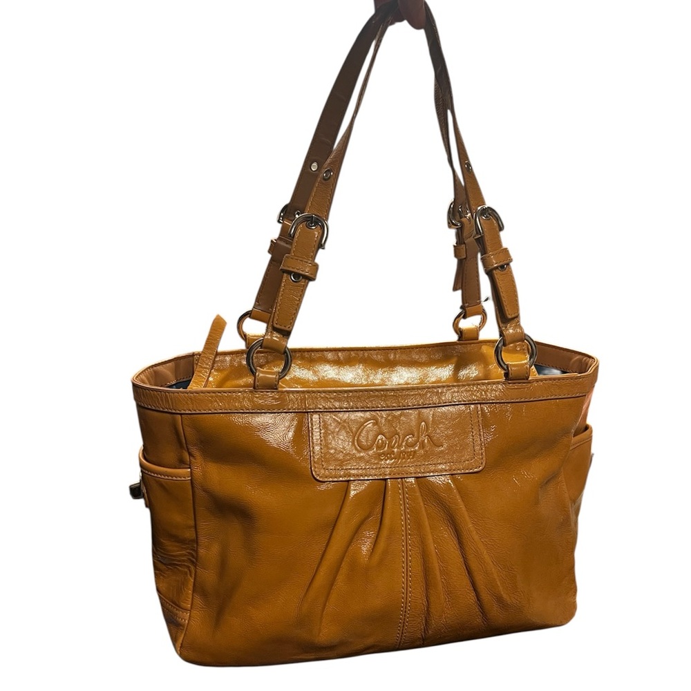 Coach Tan and Blue Leather Bag